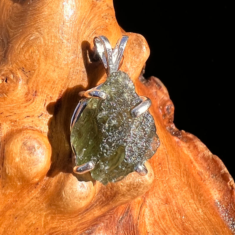 Raw Moldavite Pendant Sterling Silver #8143-Moldavite Life