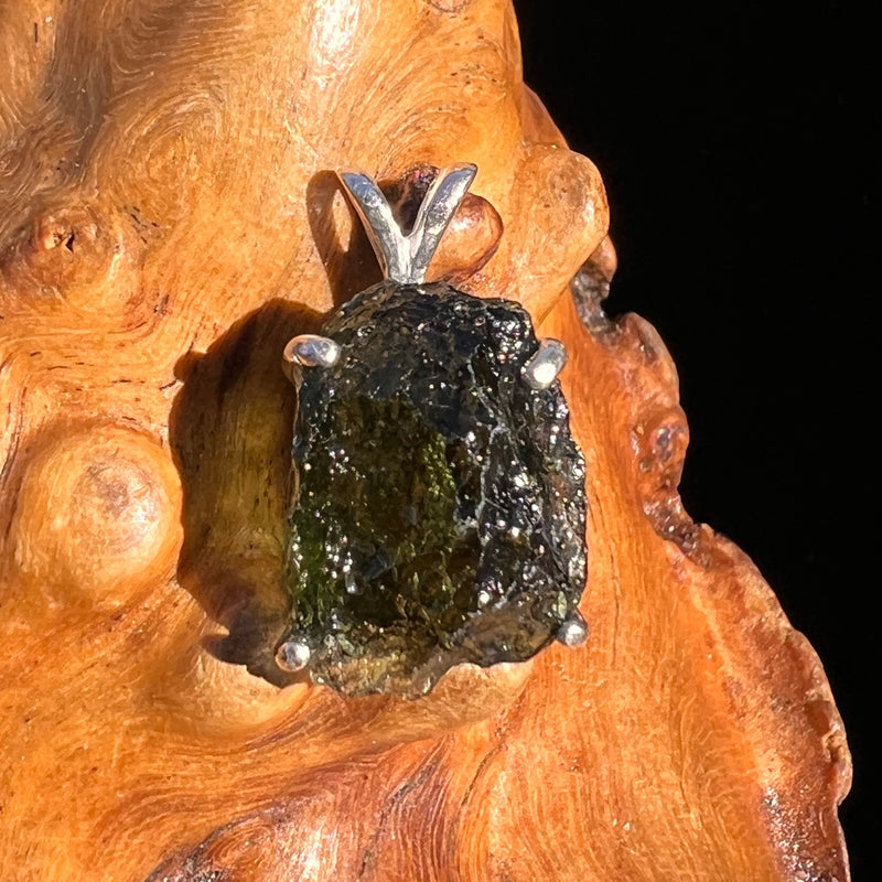 Raw Moldavite Pendant Sterling Silver #8144-Moldavite Life