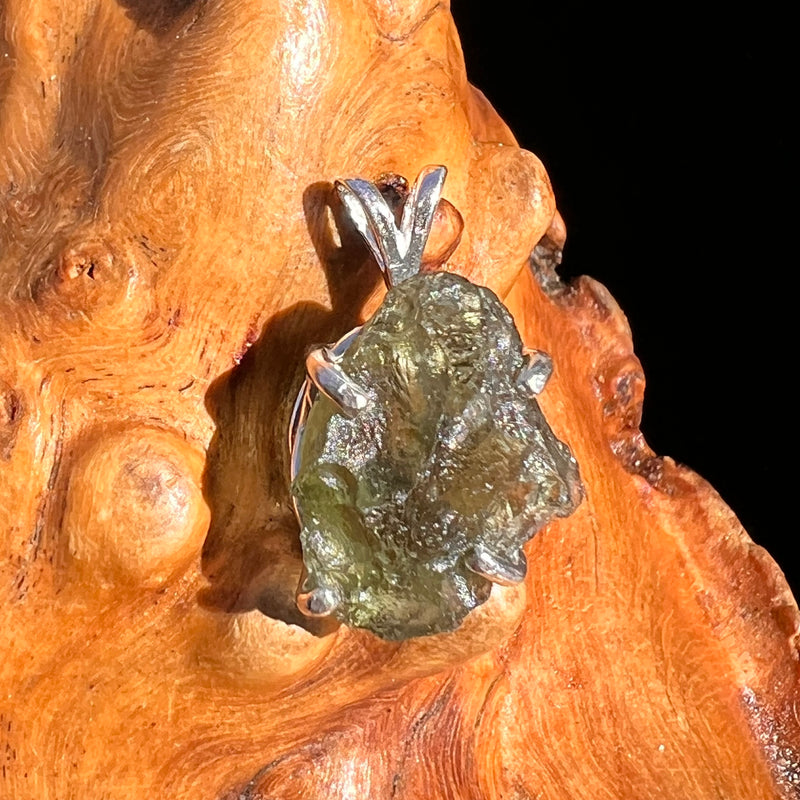 Raw Moldavite Pendant Sterling Silver #8145-Moldavite Life