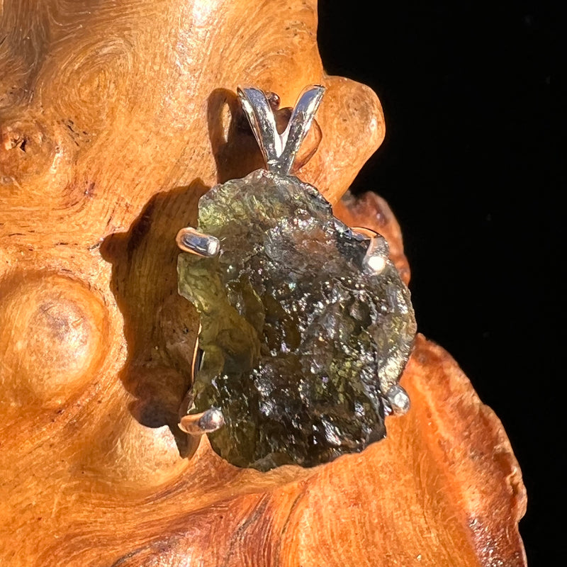 Raw Moldavite Pendant Sterling Silver #8147-Moldavite Life