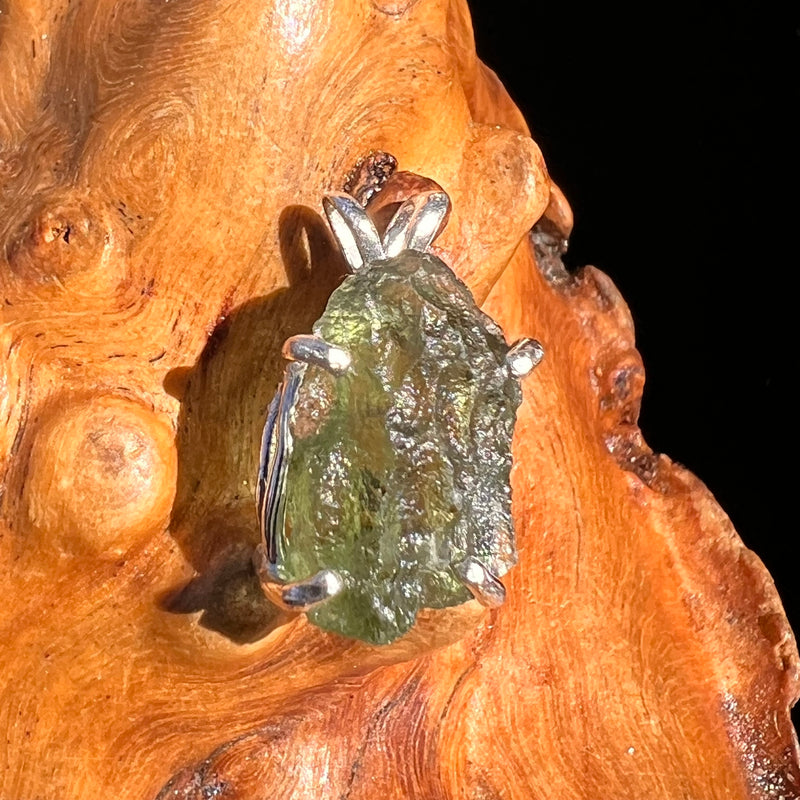 Raw Moldavite Pendant Sterling Silver #8148-Moldavite Life