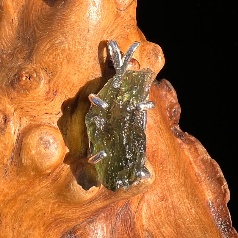 Raw Moldavite Pendant Sterling Silver #8149-Moldavite Life
