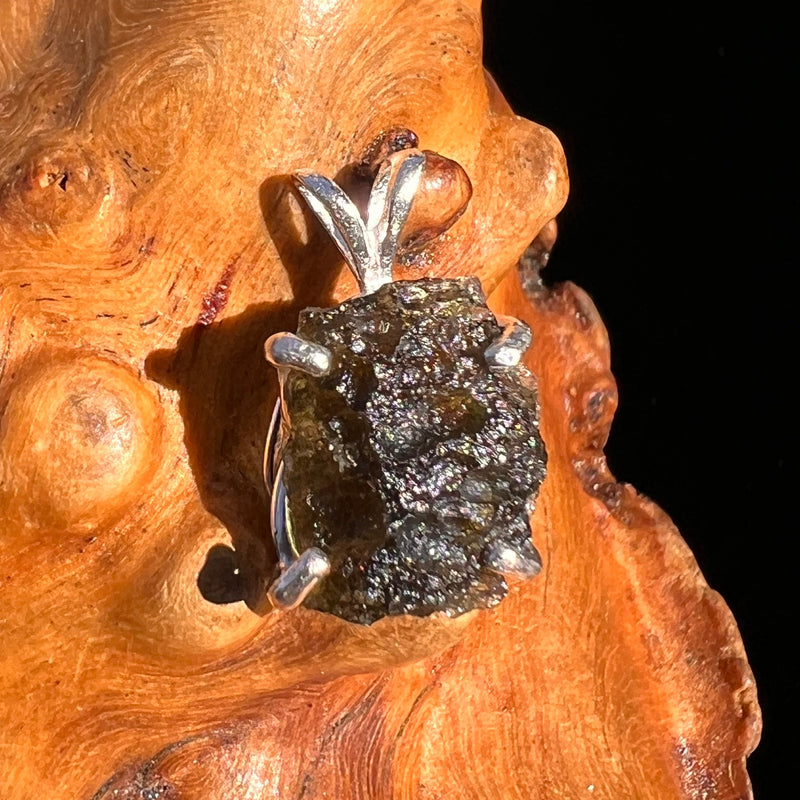 Raw Moldavite Pendant Sterling Silver #8150-Moldavite Life