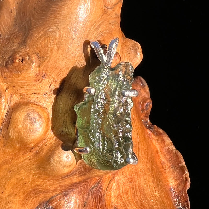 Raw Moldavite Pendant Sterling Silver #8151-Moldavite Life