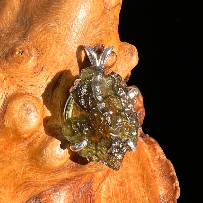 Raw Moldavite Pendant Sterling Silver #8152-Moldavite Life