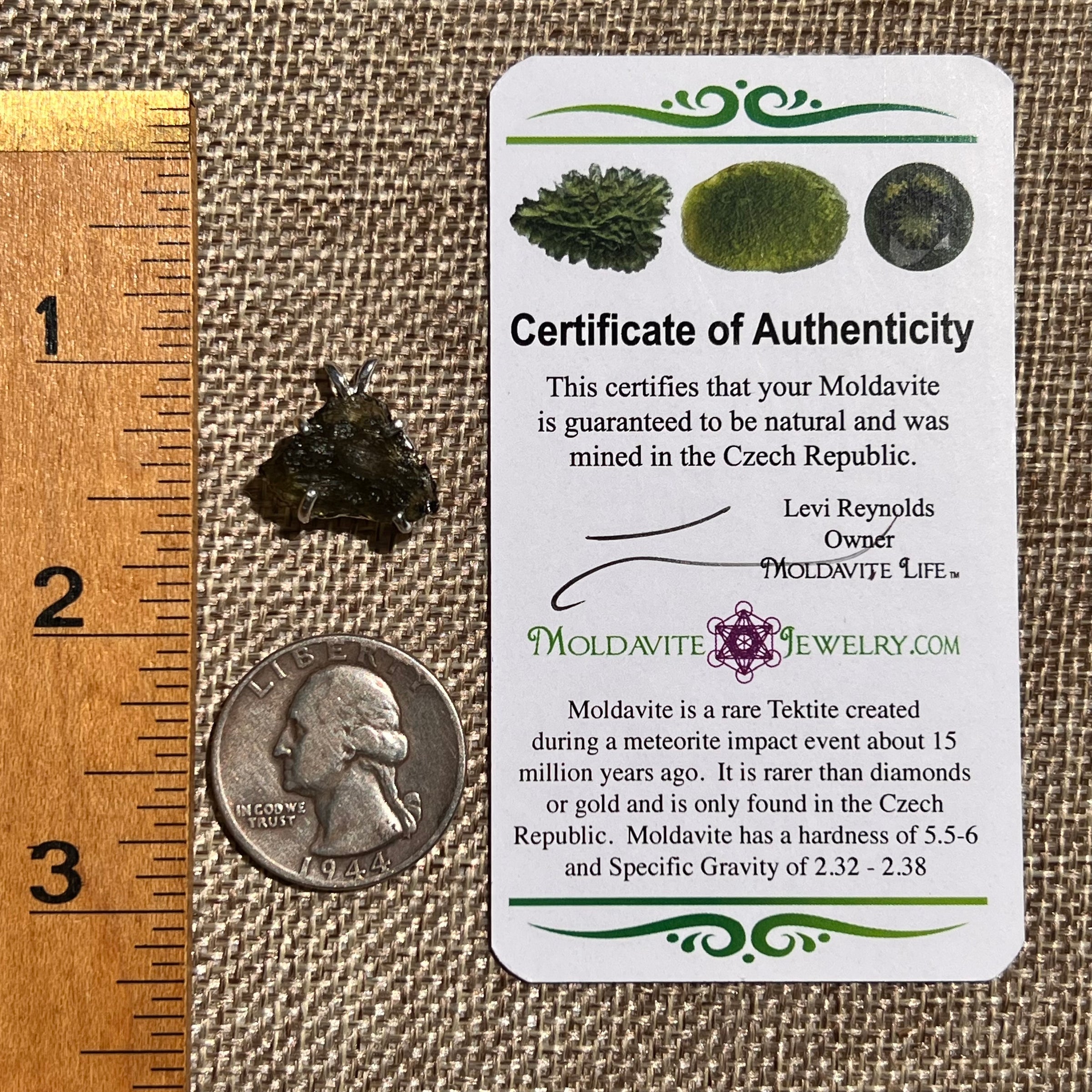Raw Moldavite Pendant Sterling Silver #8426-Moldavite Life
