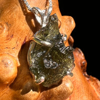 Raw Moldavite Pendant Sterling Silver #8427-Moldavite Life