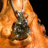 Raw Moldavite Pendant Sterling Silver #8427-Moldavite Life