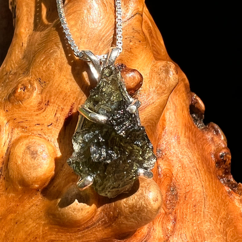 Raw Moldavite Pendant Sterling Silver #8427-Moldavite Life