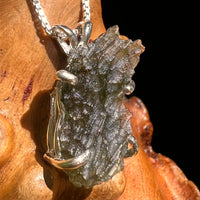 Raw Moldavite Pendant Sterling Silver #8428-Moldavite Life