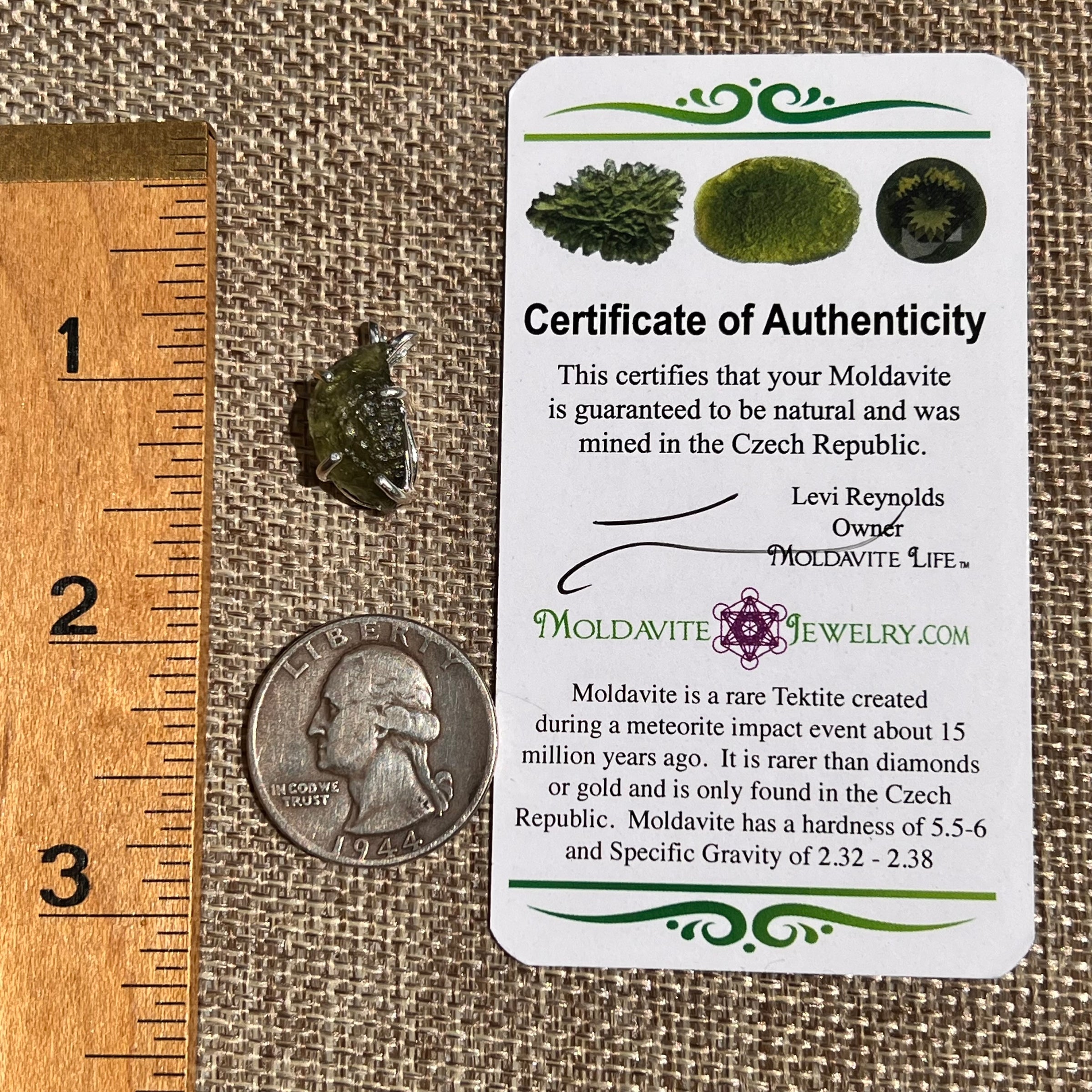 Raw Moldavite Pendant Sterling Silver #8430-Moldavite Life