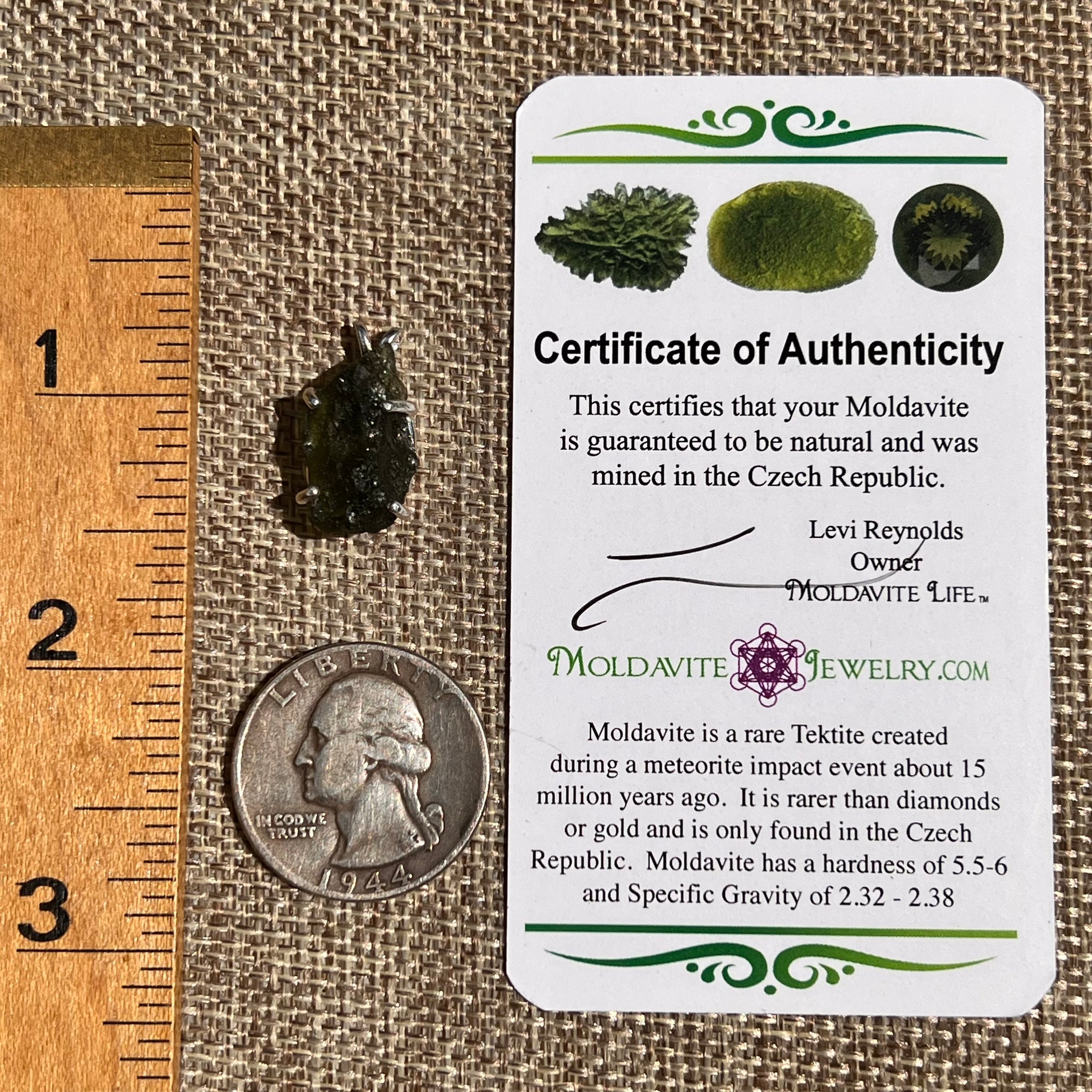 Raw Moldavite Pendant Sterling Silver #8431-Moldavite Life