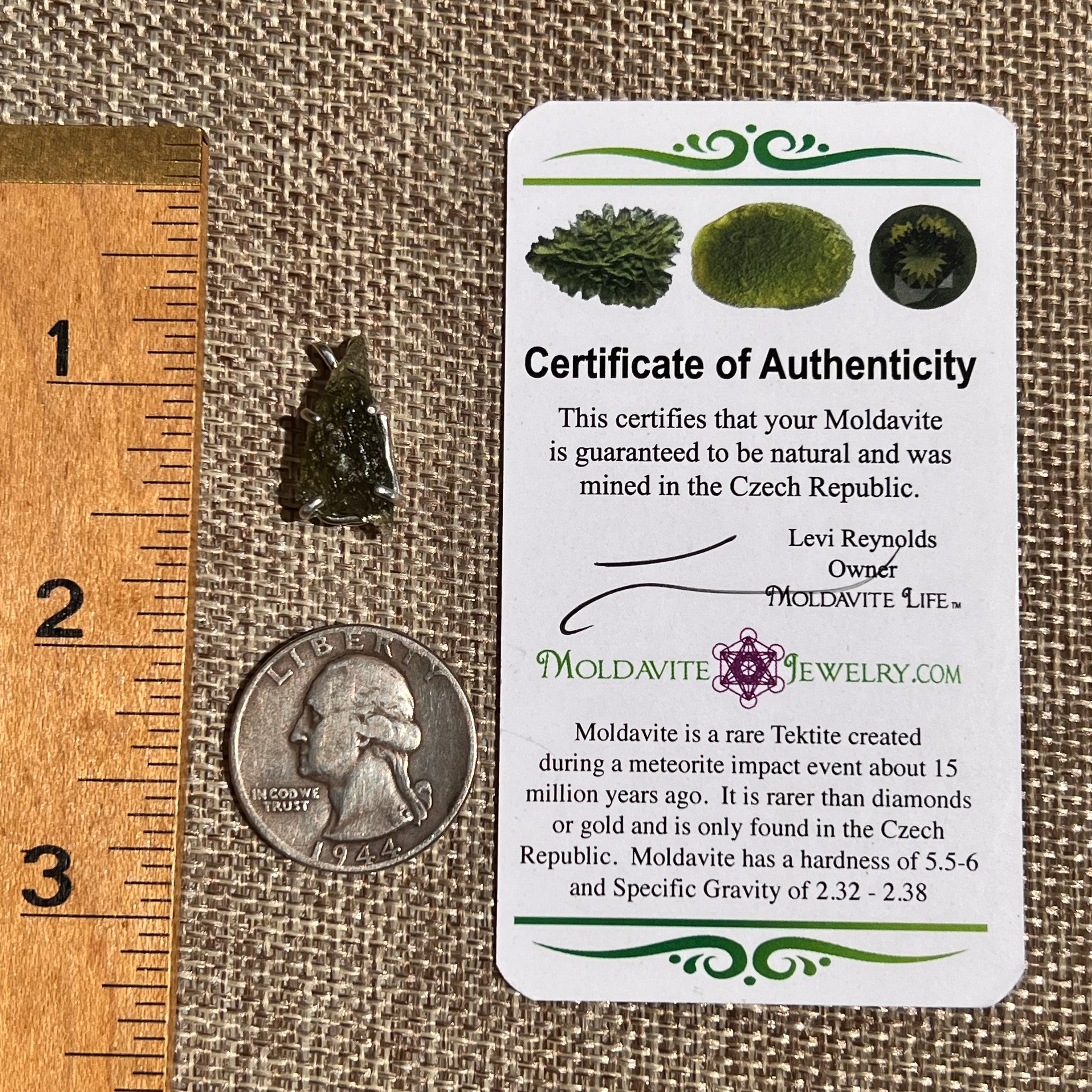 Raw Moldavite Pendant Sterling Silver #8432-Moldavite Life