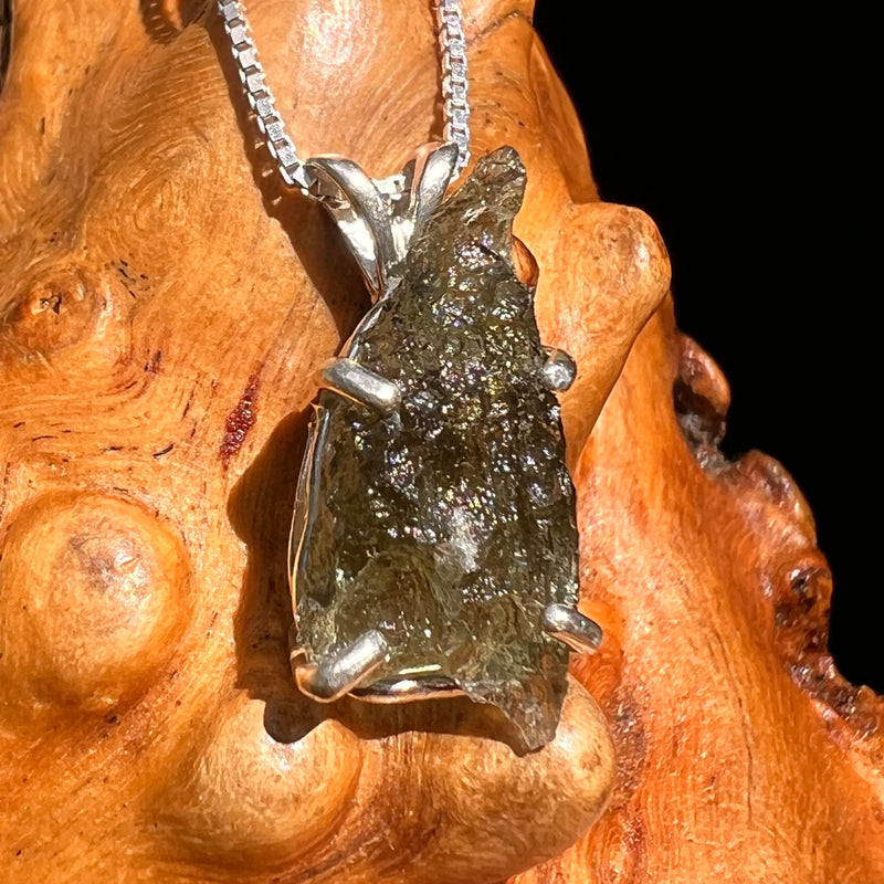 Raw Moldavite Pendant Sterling Silver #8432-Moldavite Life