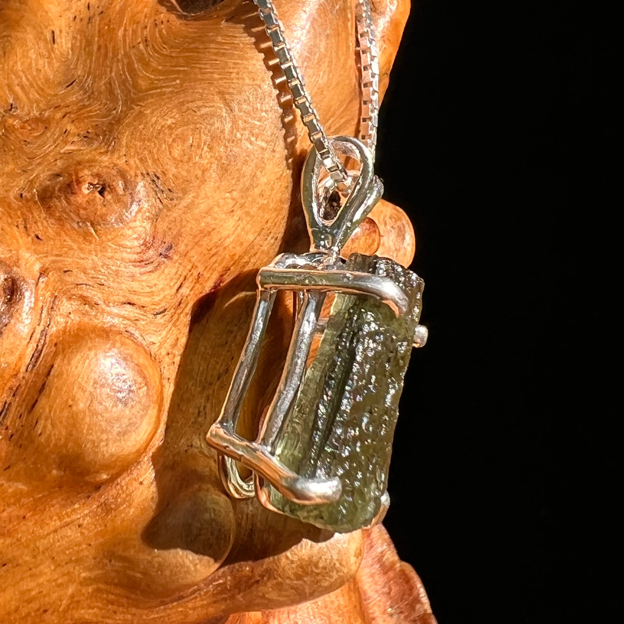 Raw Moldavite Pendant Sterling Silver #8433-Moldavite Life