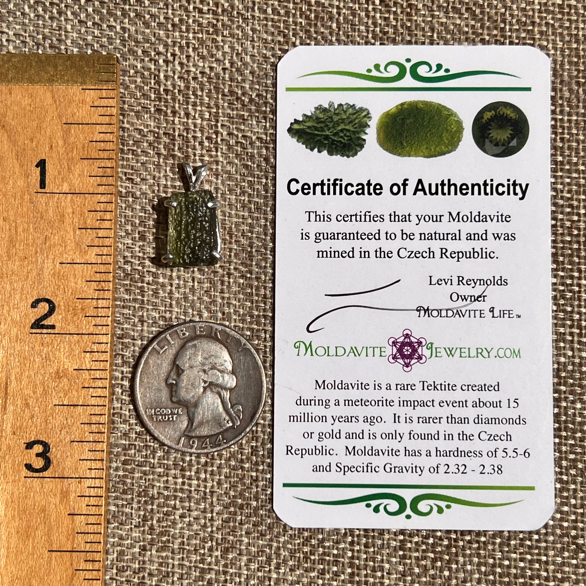 Raw Moldavite Pendant Sterling Silver #8433-Moldavite Life