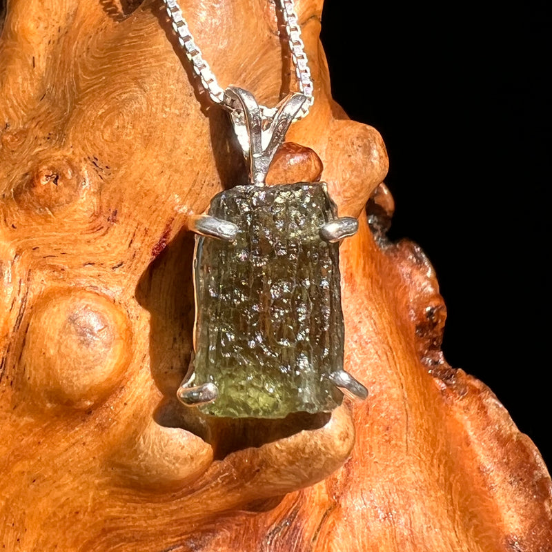 Raw Moldavite Pendant Sterling Silver #8433-Moldavite Life