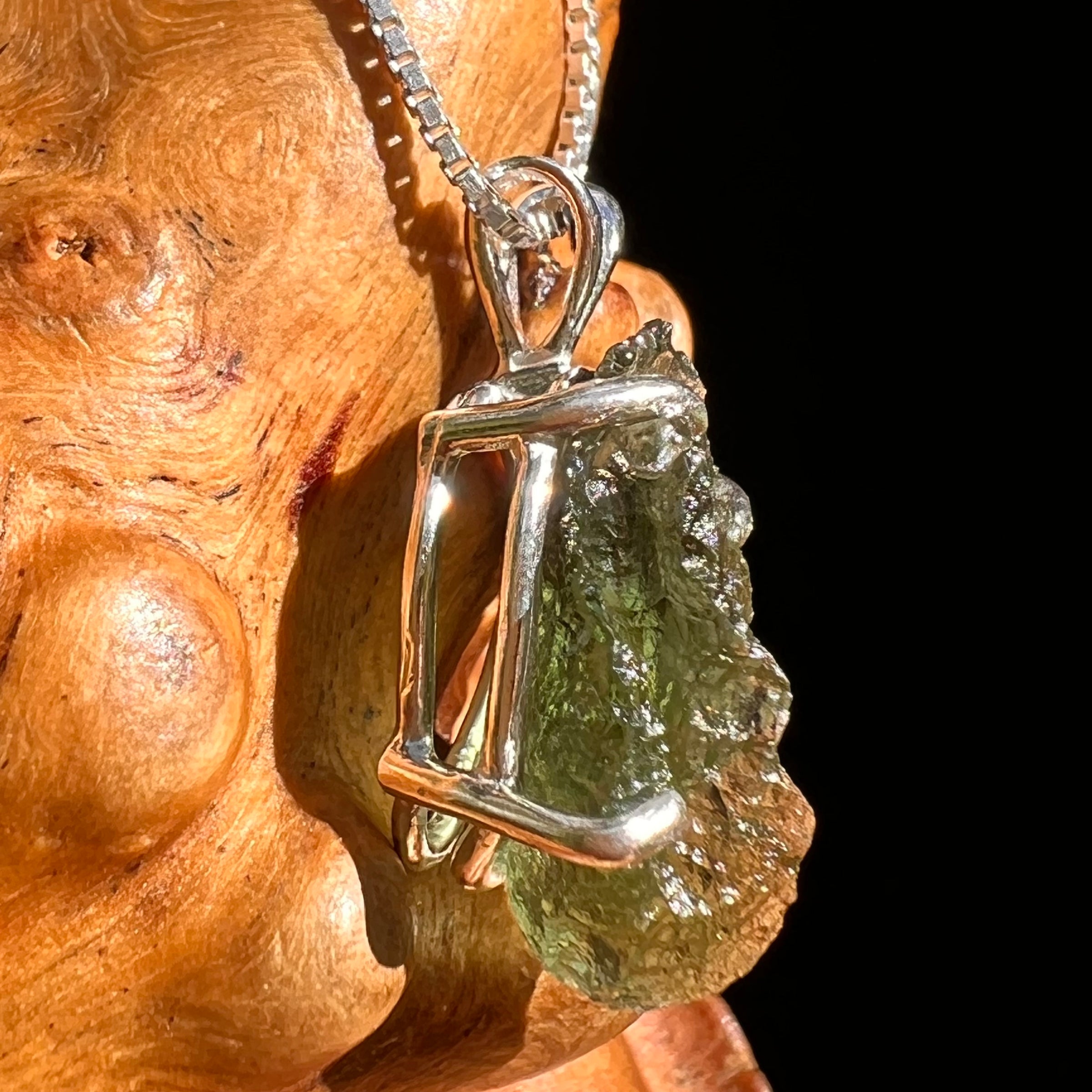 Raw Moldavite Pendant Sterling Silver #8434-Moldavite Life
