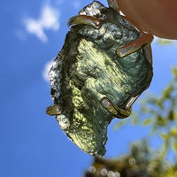 Raw Moldavite Pendant Sterling Silver #8434-Moldavite Life