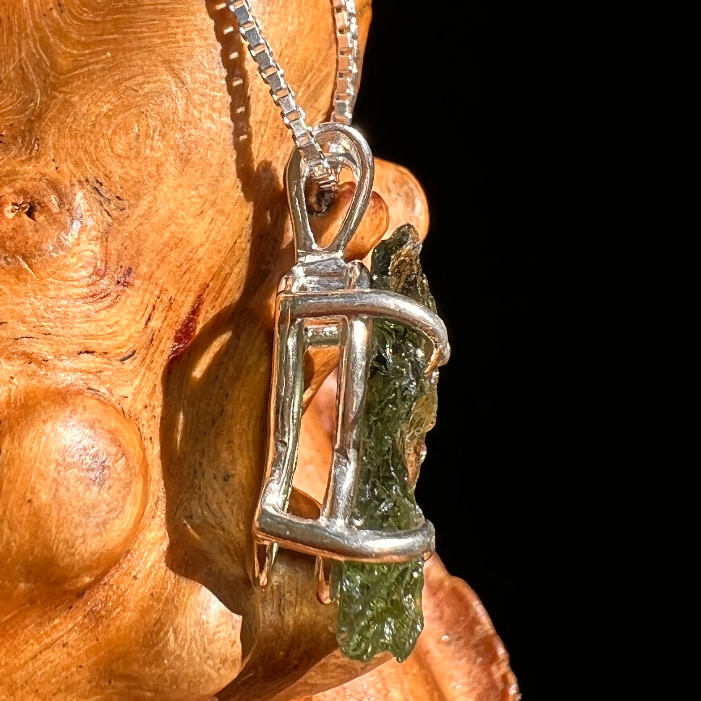Raw Moldavite Pendant Sterling Silver #8435-Moldavite Life