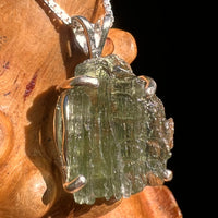 Raw Moldavite Pendant Sterling Silver #8436-Moldavite Life