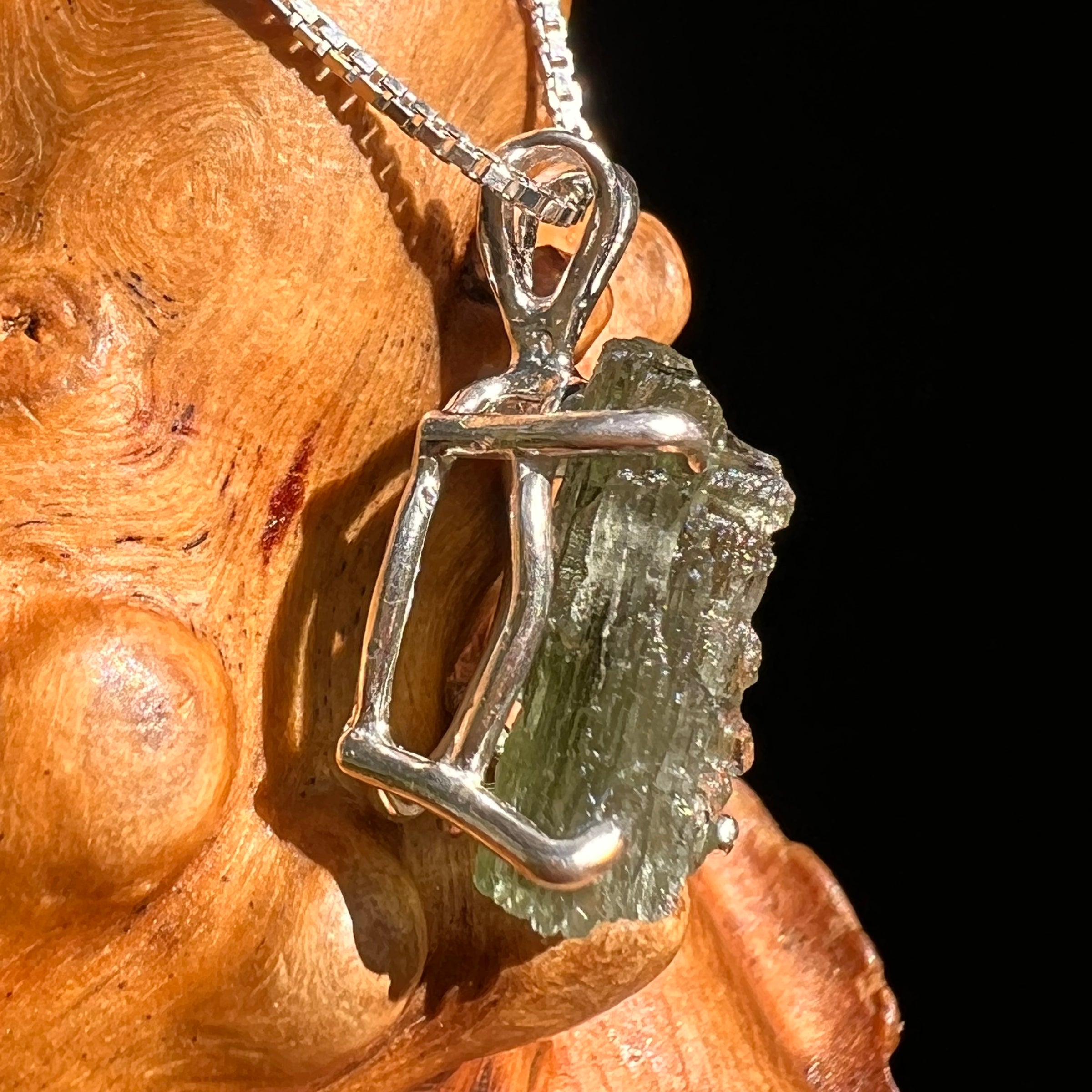 Raw Moldavite Pendant Sterling Silver #8436-Moldavite Life