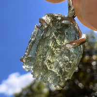 Raw Moldavite Pendant Sterling Silver #8436-Moldavite Life