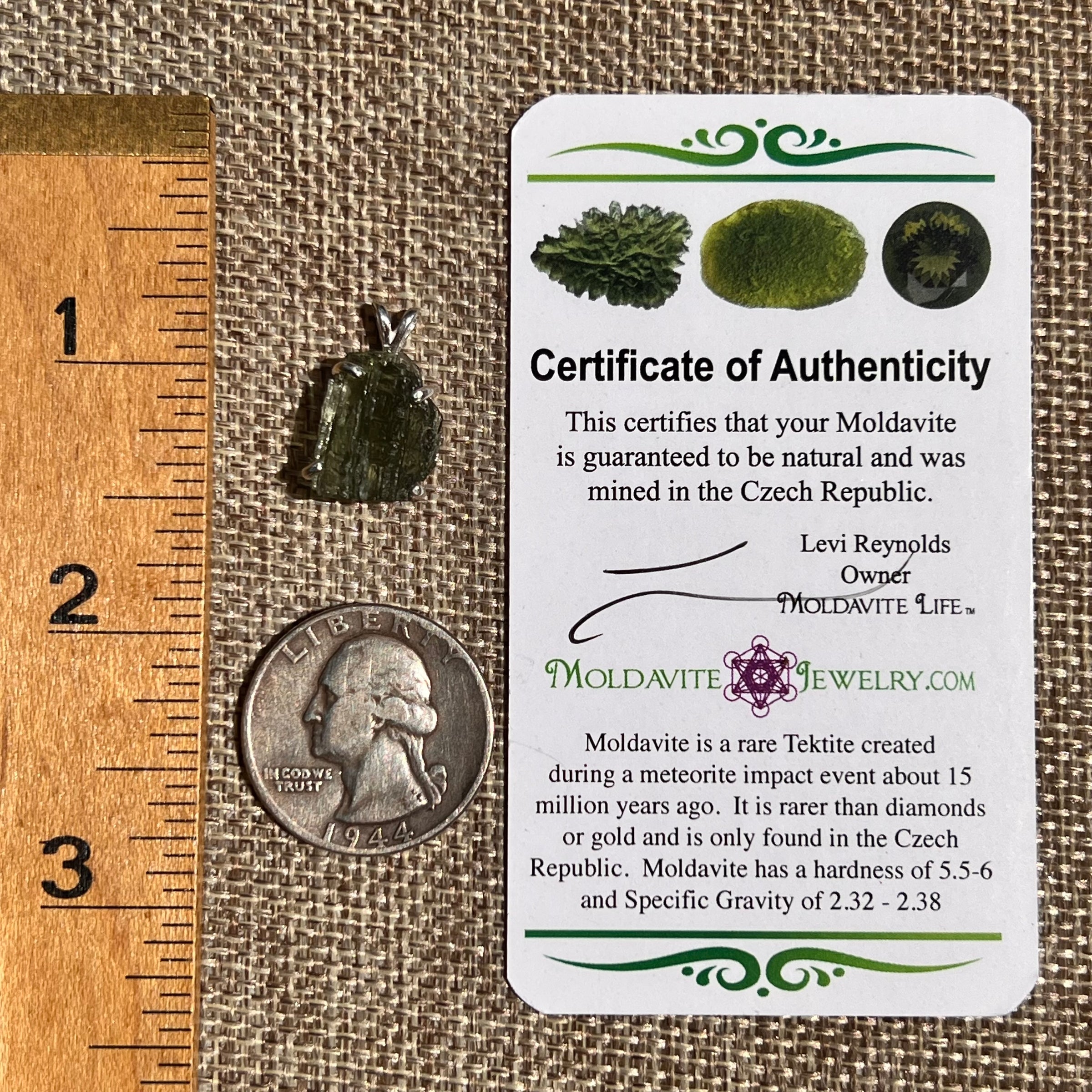 Raw Moldavite Pendant Sterling Silver #8436-Moldavite Life