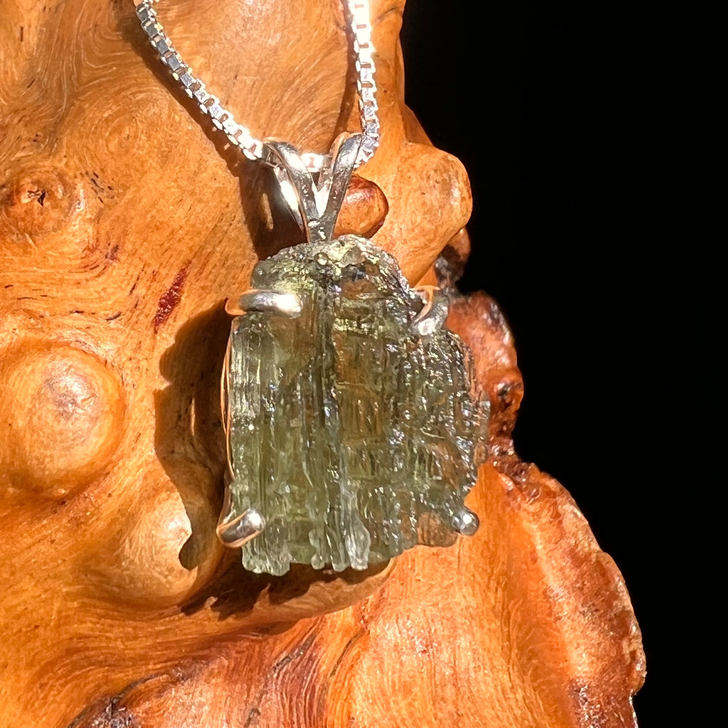 Raw Moldavite Pendant Sterling Silver #8436-Moldavite Life