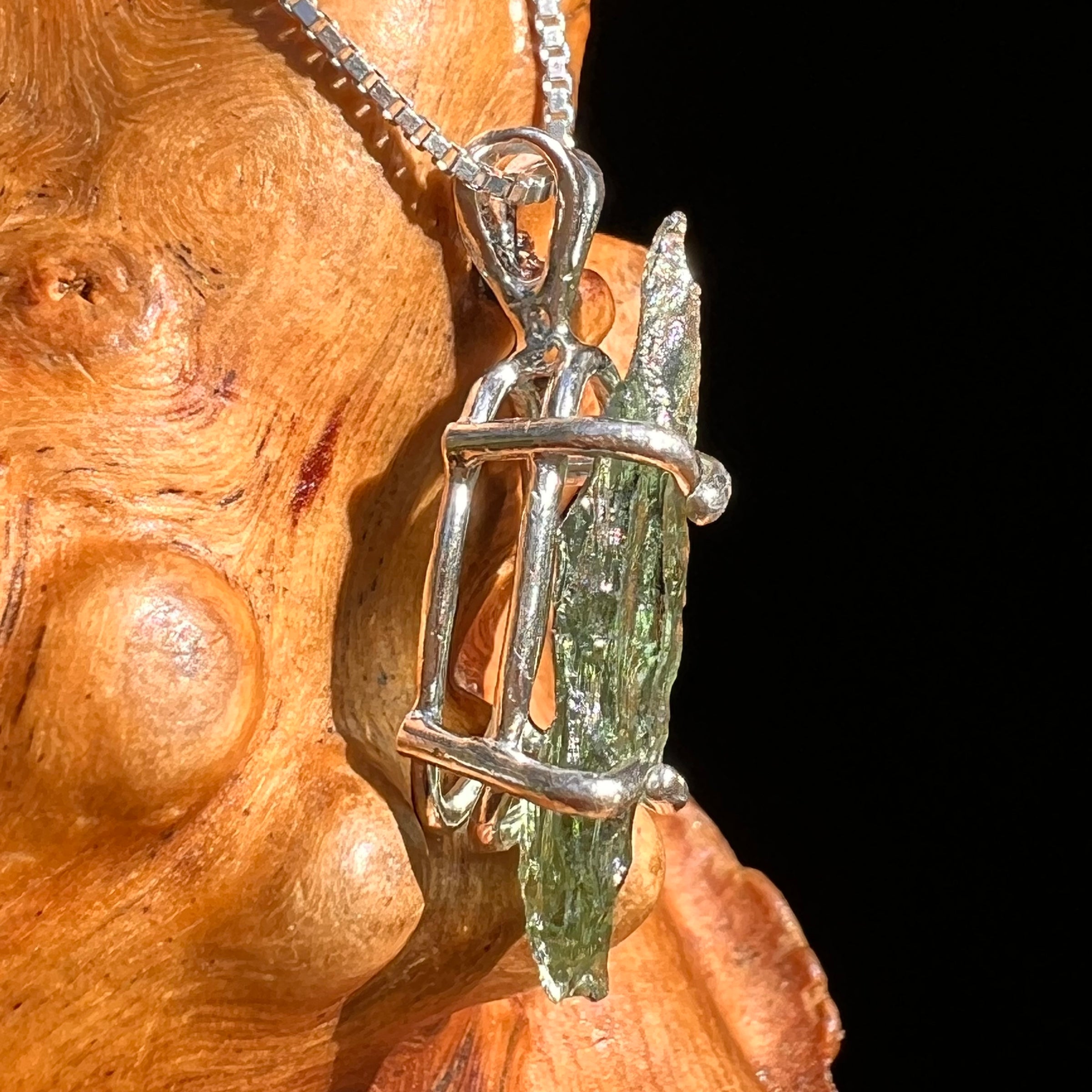 Raw Moldavite Pendant Sterling Silver #8438-Moldavite Life