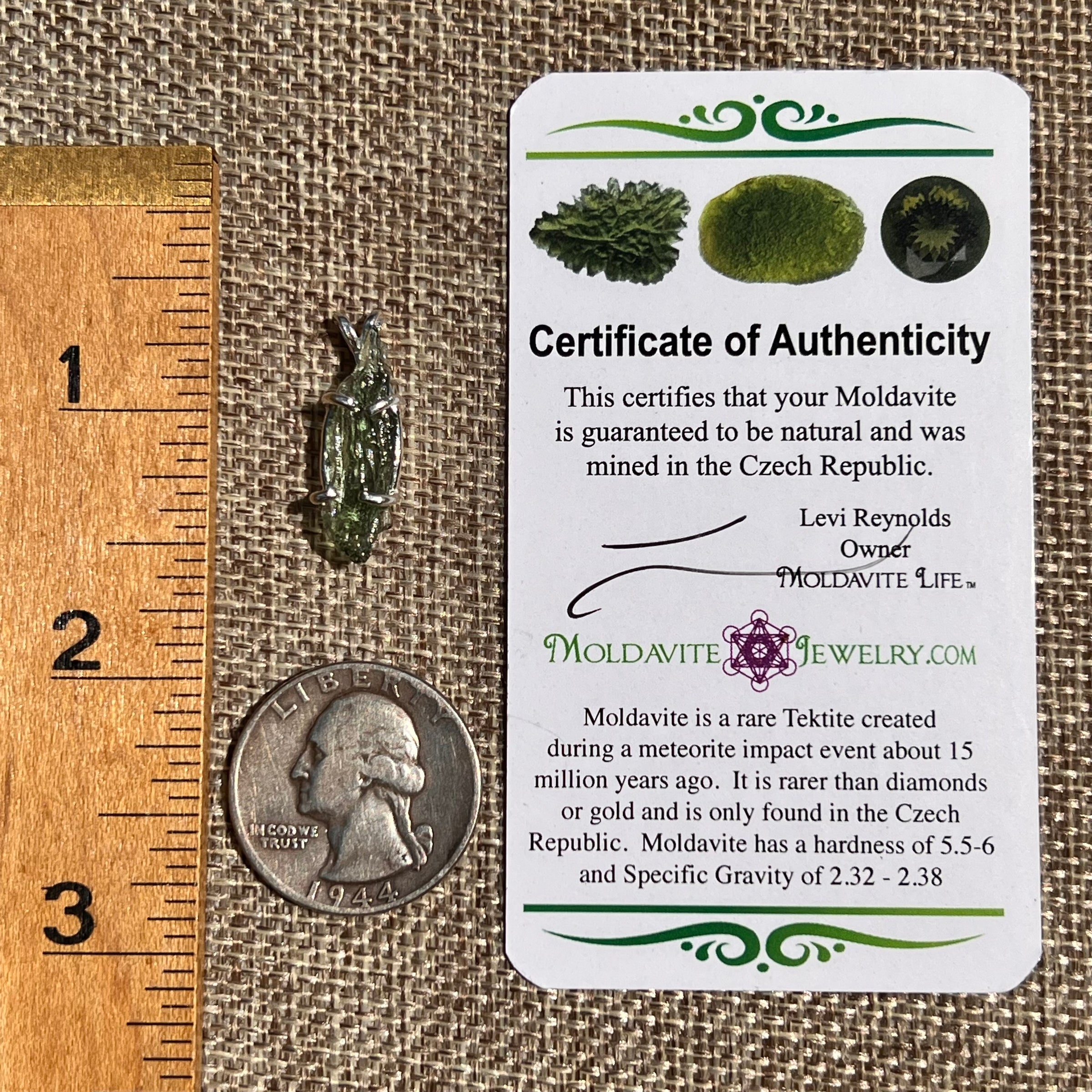 Raw Moldavite Pendant Sterling Silver #8438-Moldavite Life