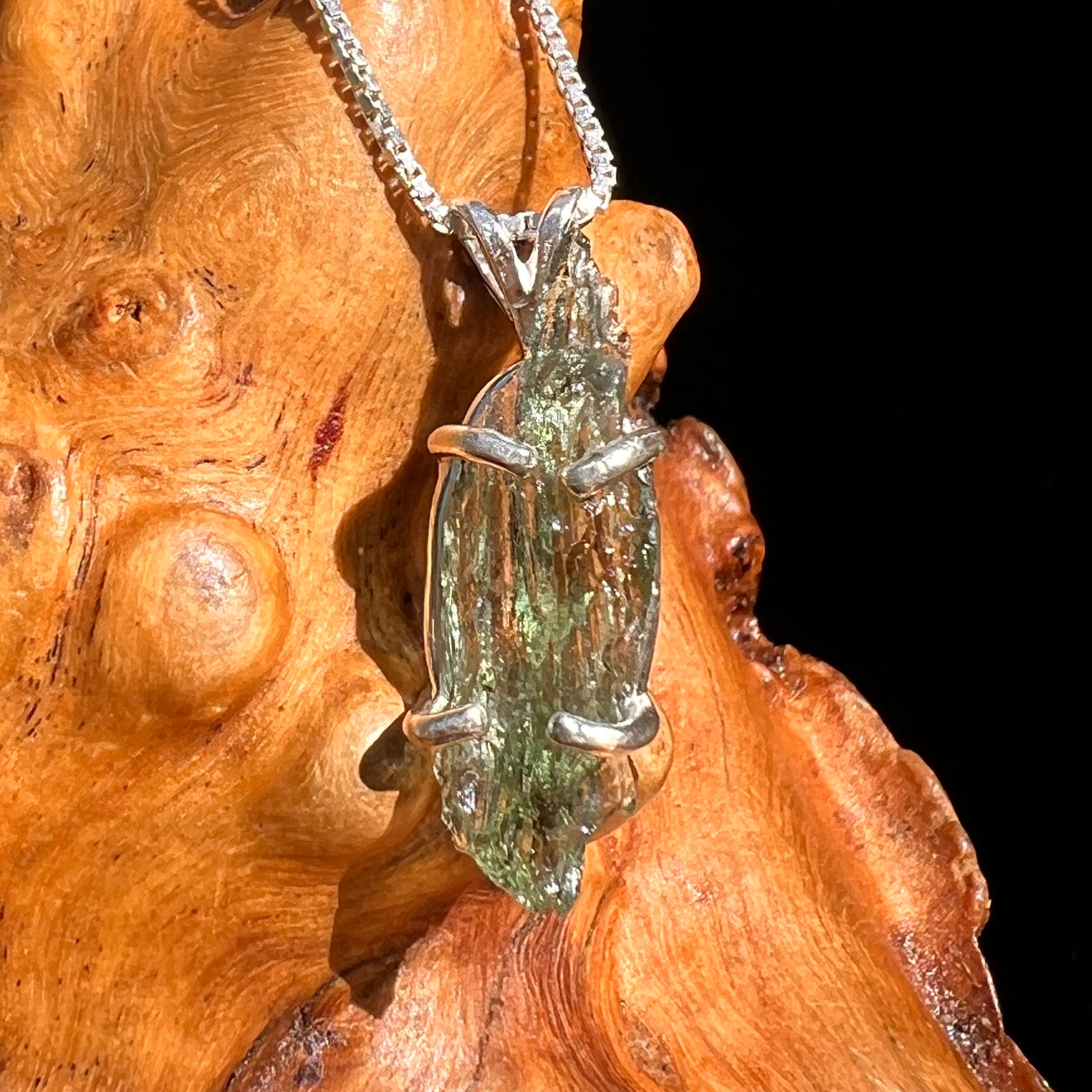 Raw Moldavite Pendant Sterling Silver #8438-Moldavite Life