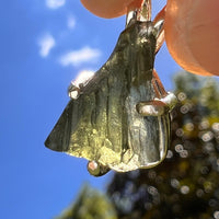 Raw Moldavite Pendant Sterling Silver #8440-Moldavite Life