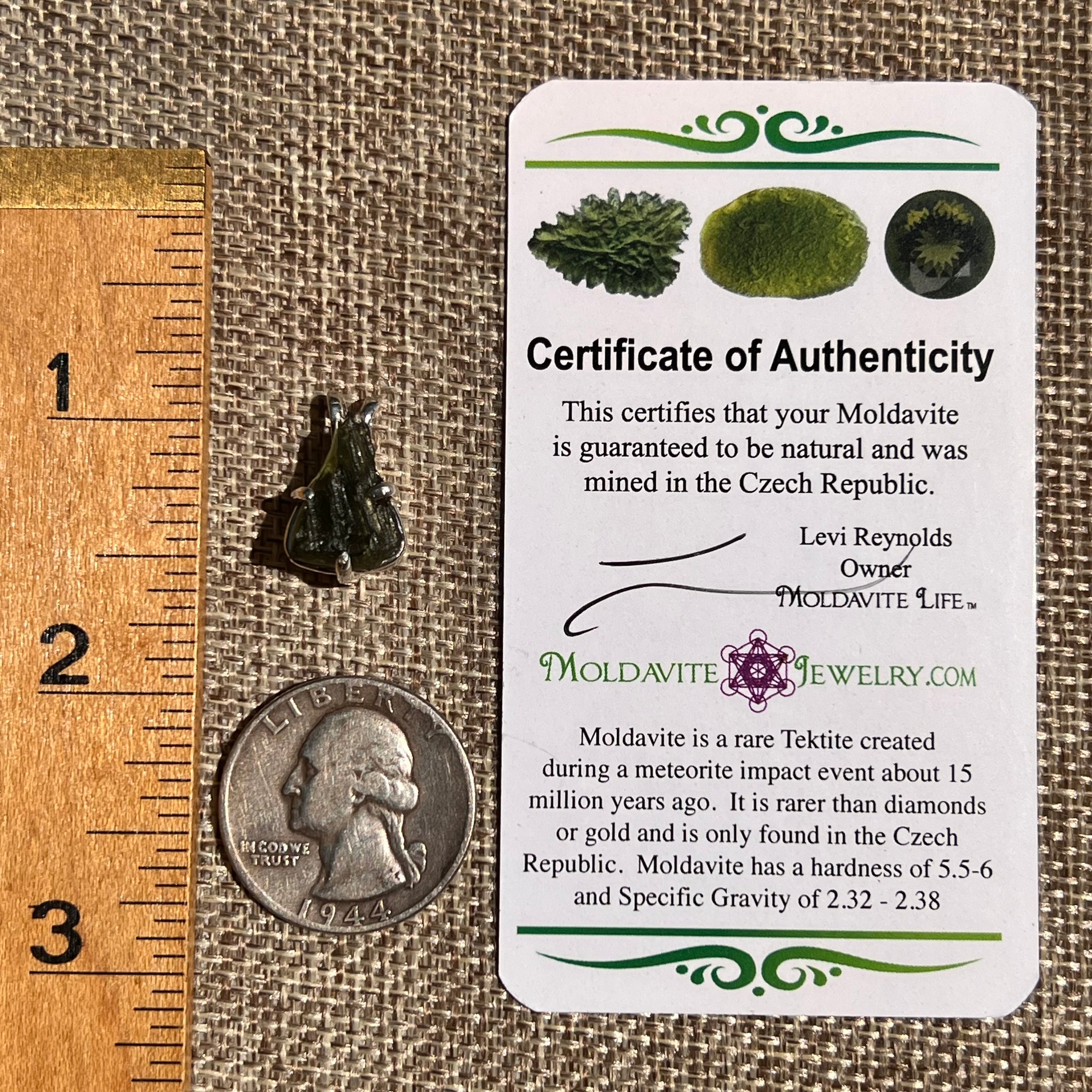 Raw Moldavite Pendant Sterling Silver #8440-Moldavite Life