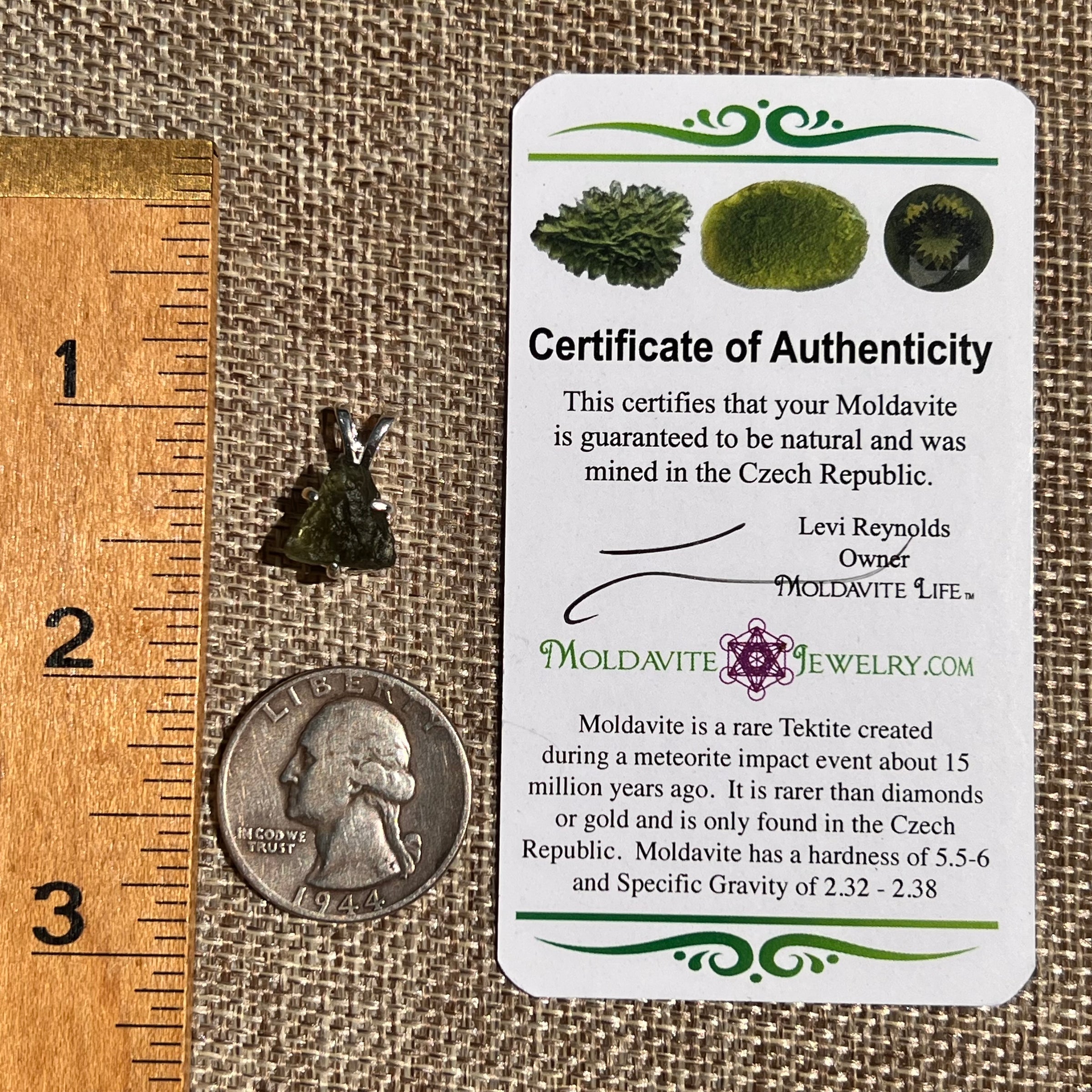 Raw Moldavite Pendant Sterling Silver #8441-Moldavite Life