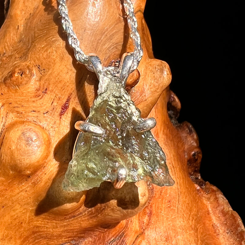 Raw Moldavite Pendant Sterling Silver #8442-Moldavite Life