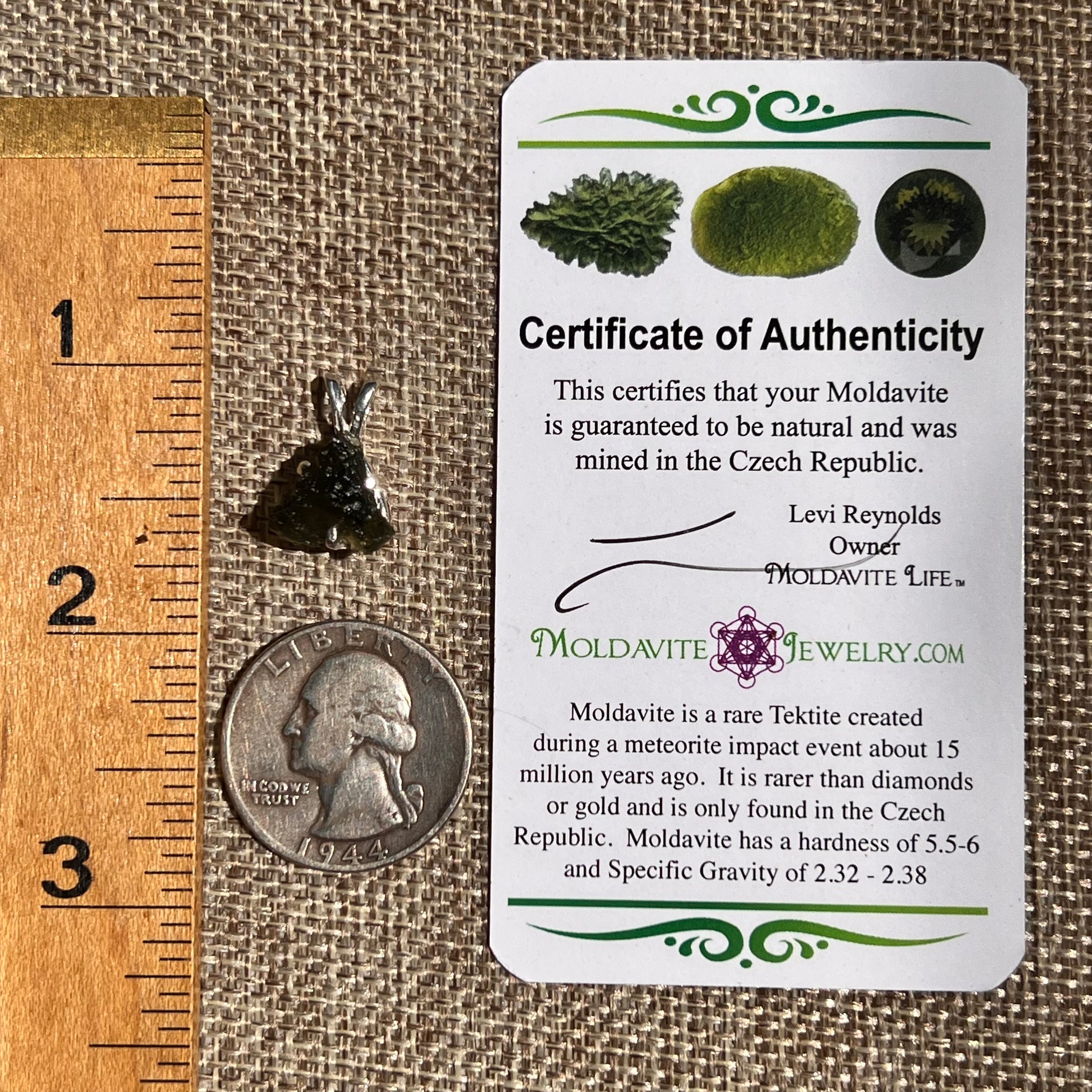 Raw Moldavite Pendant Sterling Silver #8443-Moldavite Life