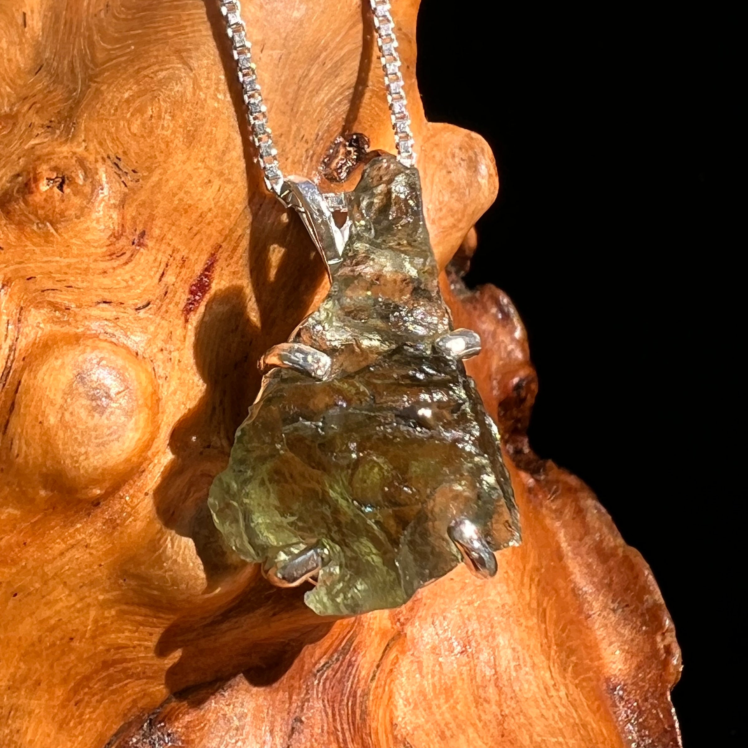 Raw Moldavite Pendant Sterling Silver #8444-Moldavite Life