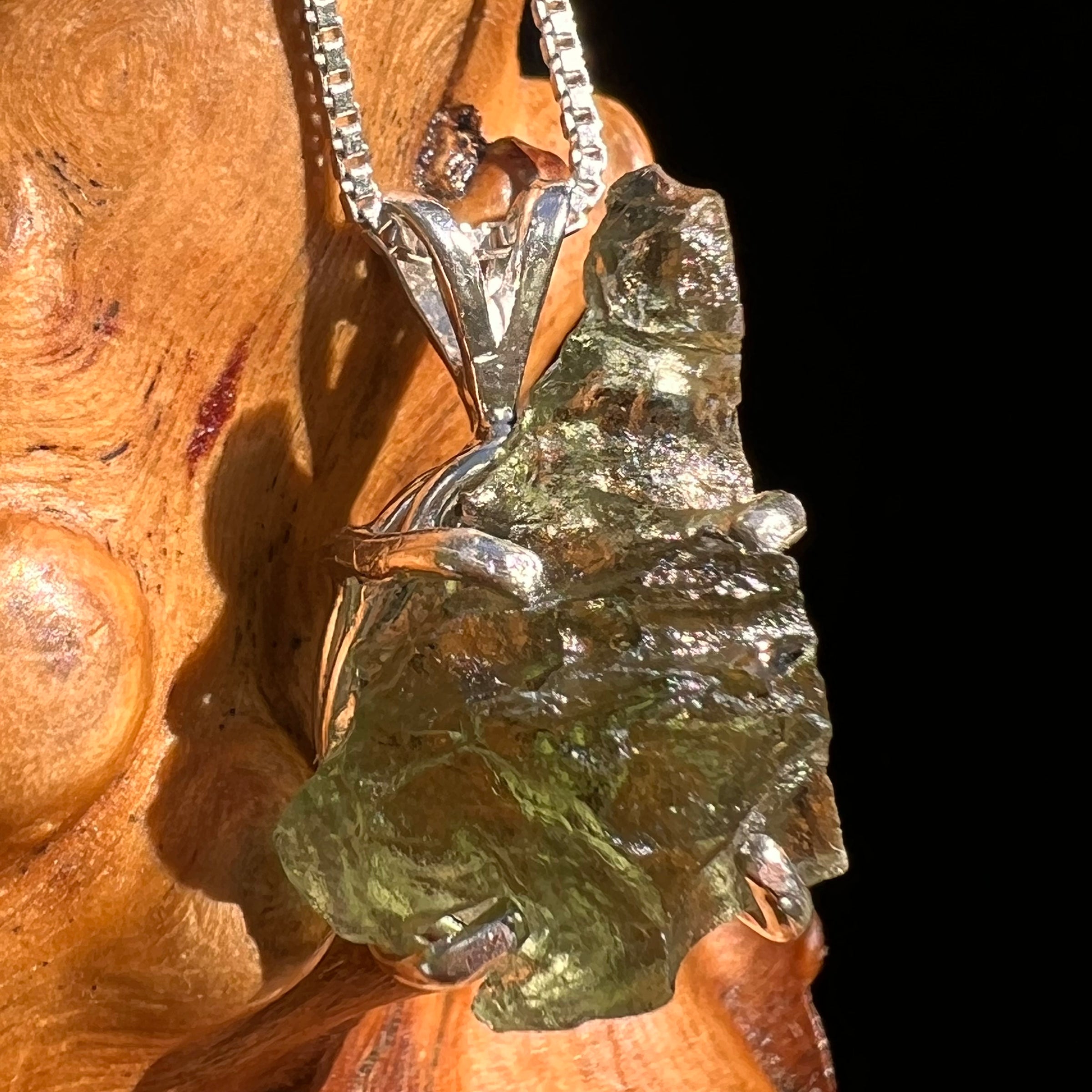 Raw Moldavite Pendant Sterling Silver #8444-Moldavite Life