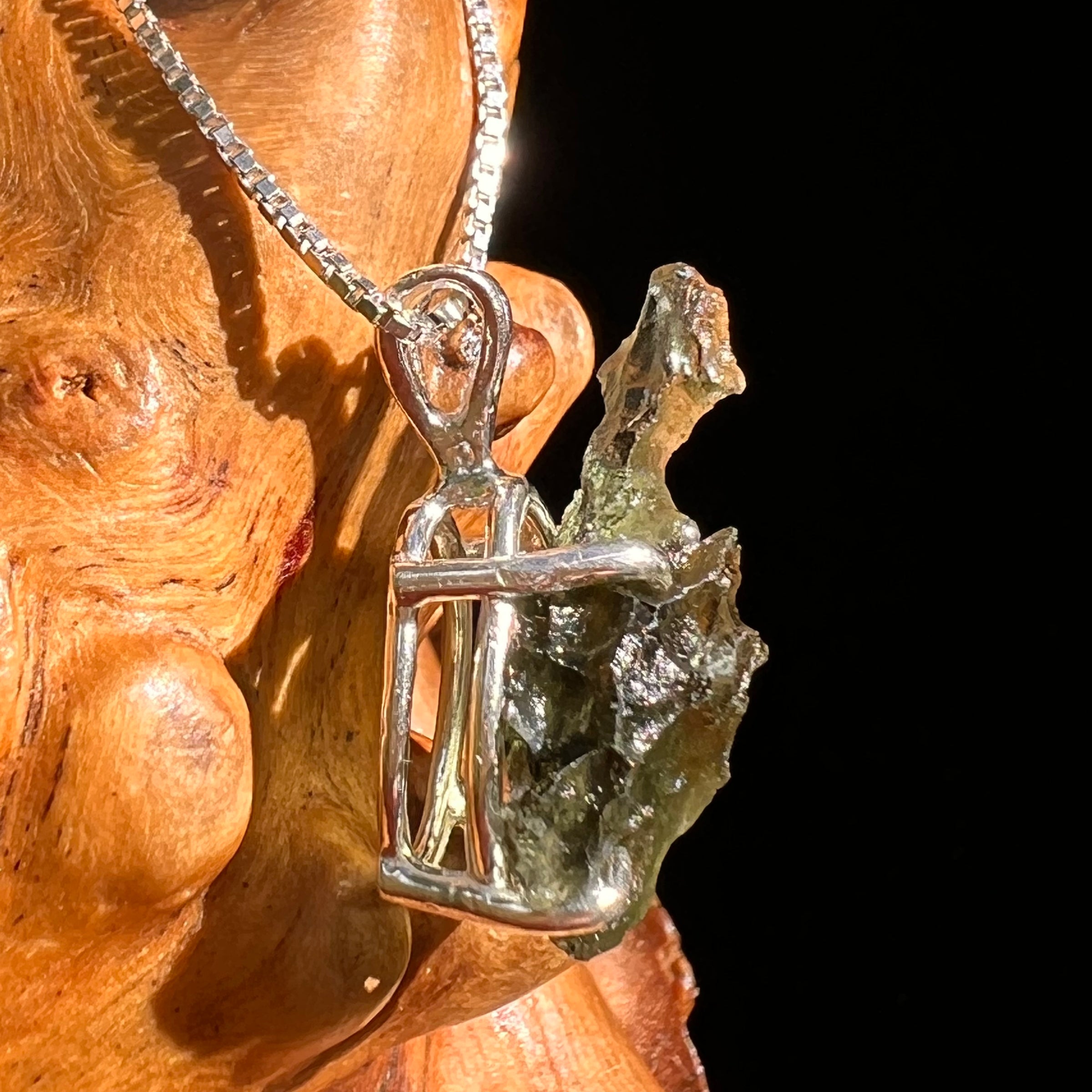 Raw Moldavite Pendant Sterling Silver #8444-Moldavite Life
