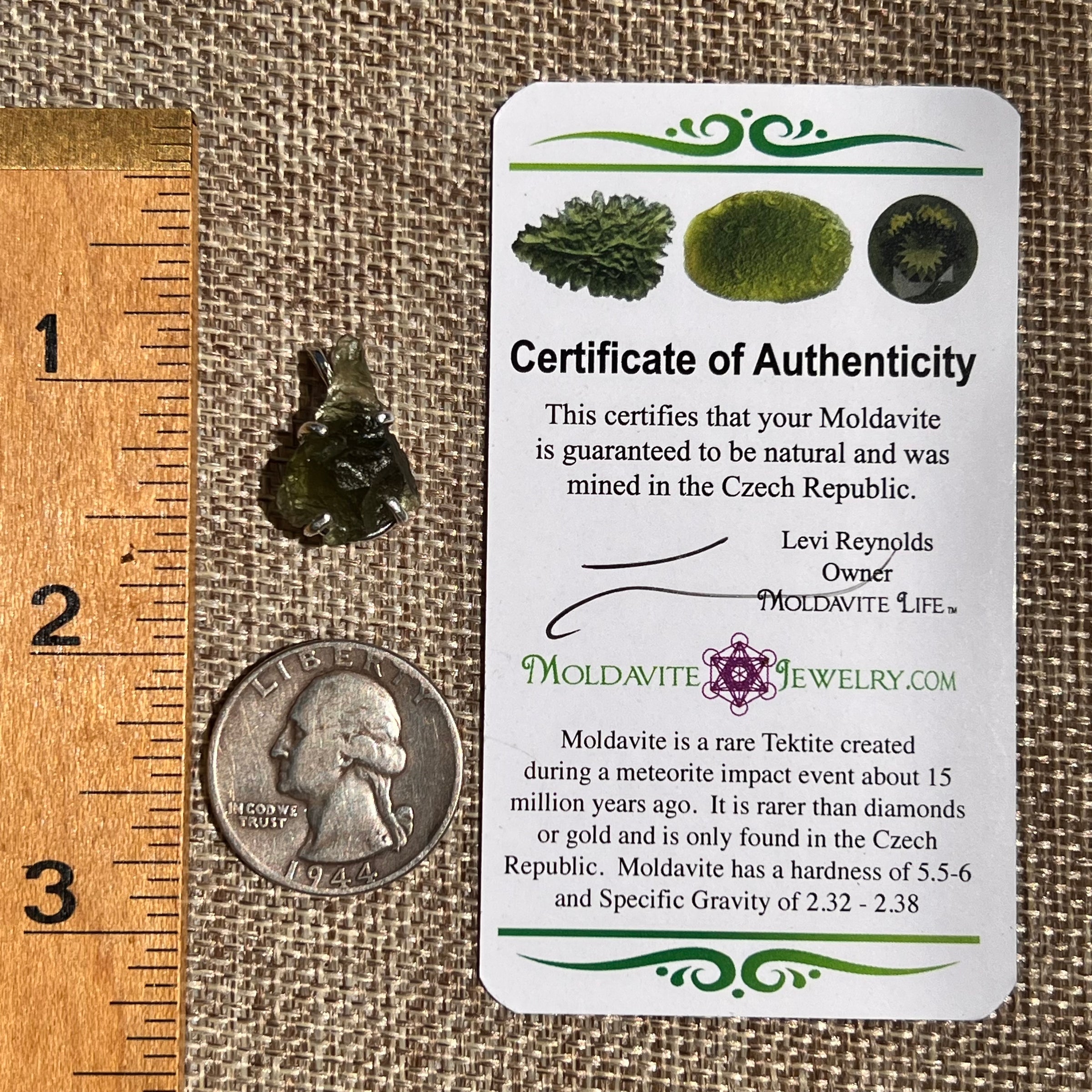 Raw Moldavite Pendant Sterling Silver #8444-Moldavite Life
