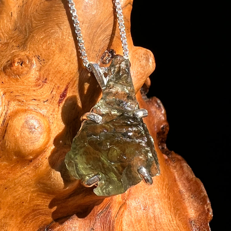 Raw Moldavite Pendant Sterling Silver #8444-Moldavite Life