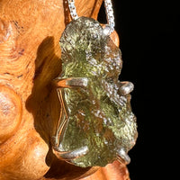 Raw Moldavite Pendant Sterling Silver #8446-Moldavite Life
