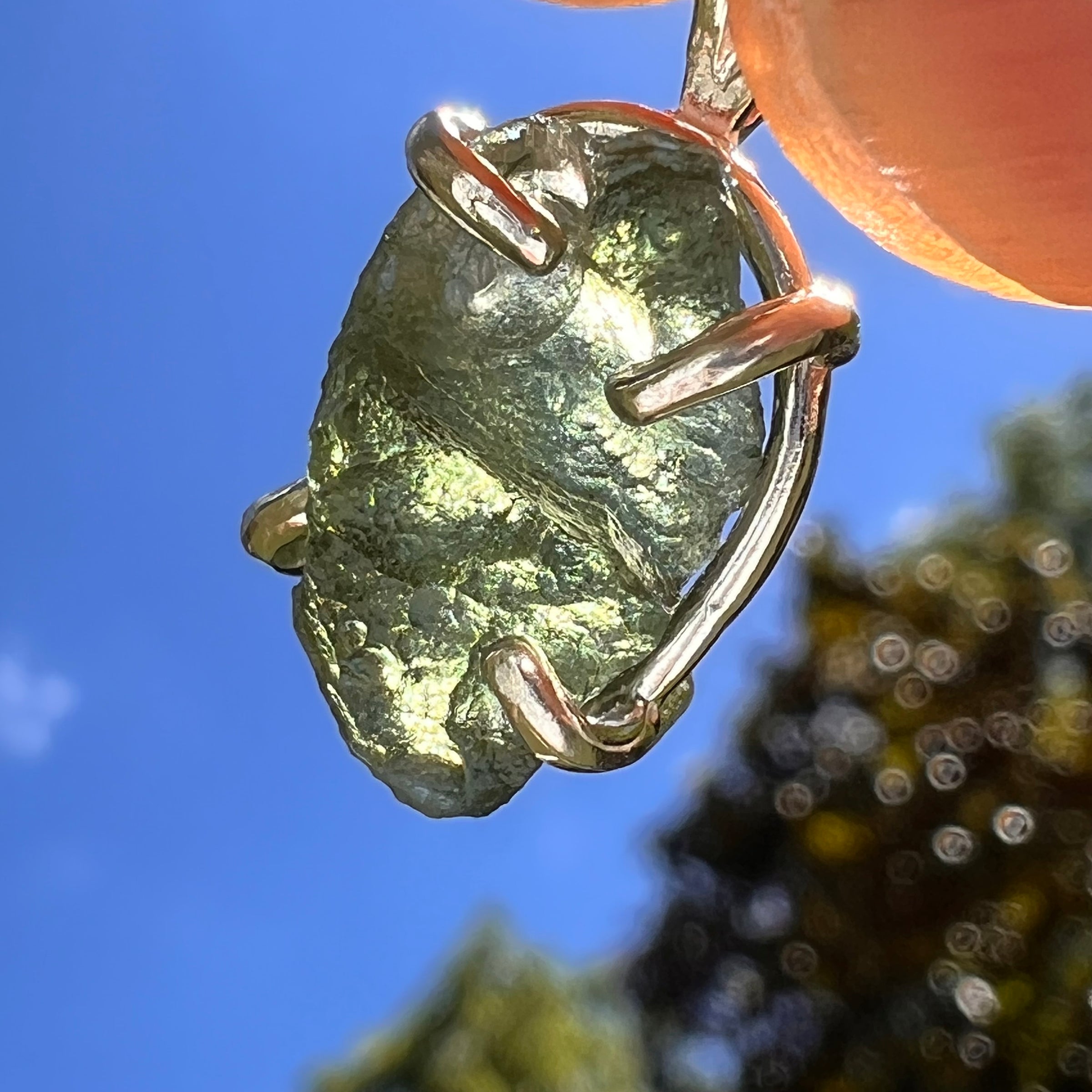 Raw Moldavite Pendant Sterling Silver #8447-Moldavite Life
