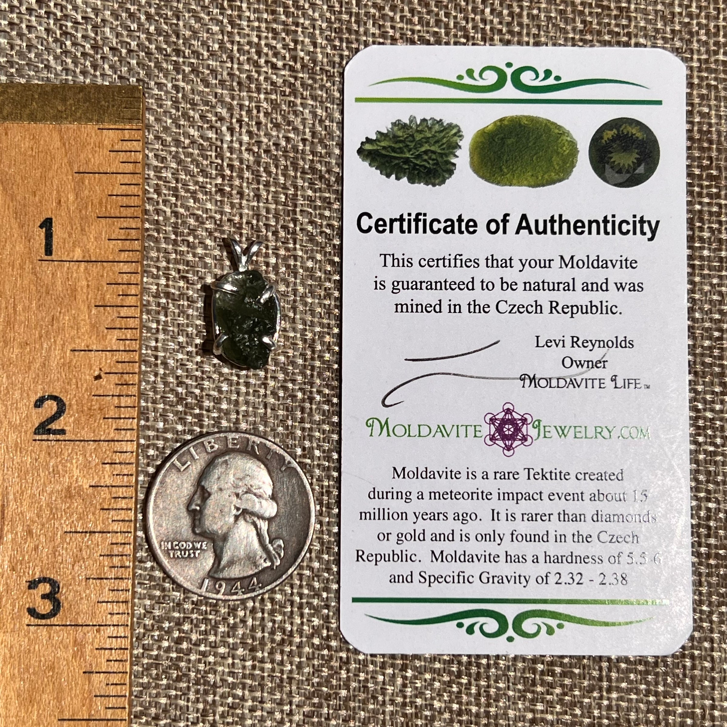 Raw Moldavite Pendant Sterling Silver #8447-Moldavite Life