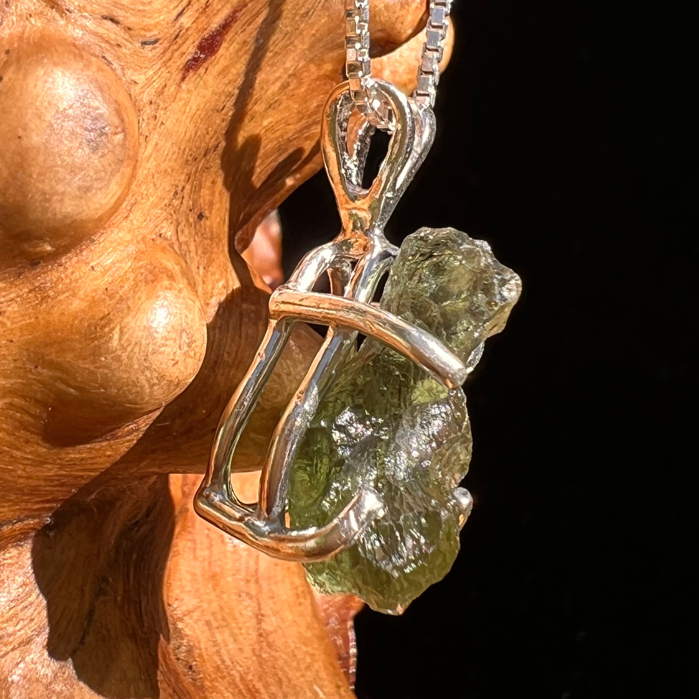 Raw Moldavite Pendant Sterling Silver #8448-Moldavite Life