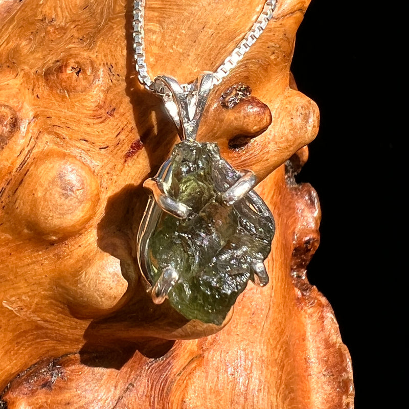 Raw Moldavite Pendant Sterling Silver #8448-Moldavite Life