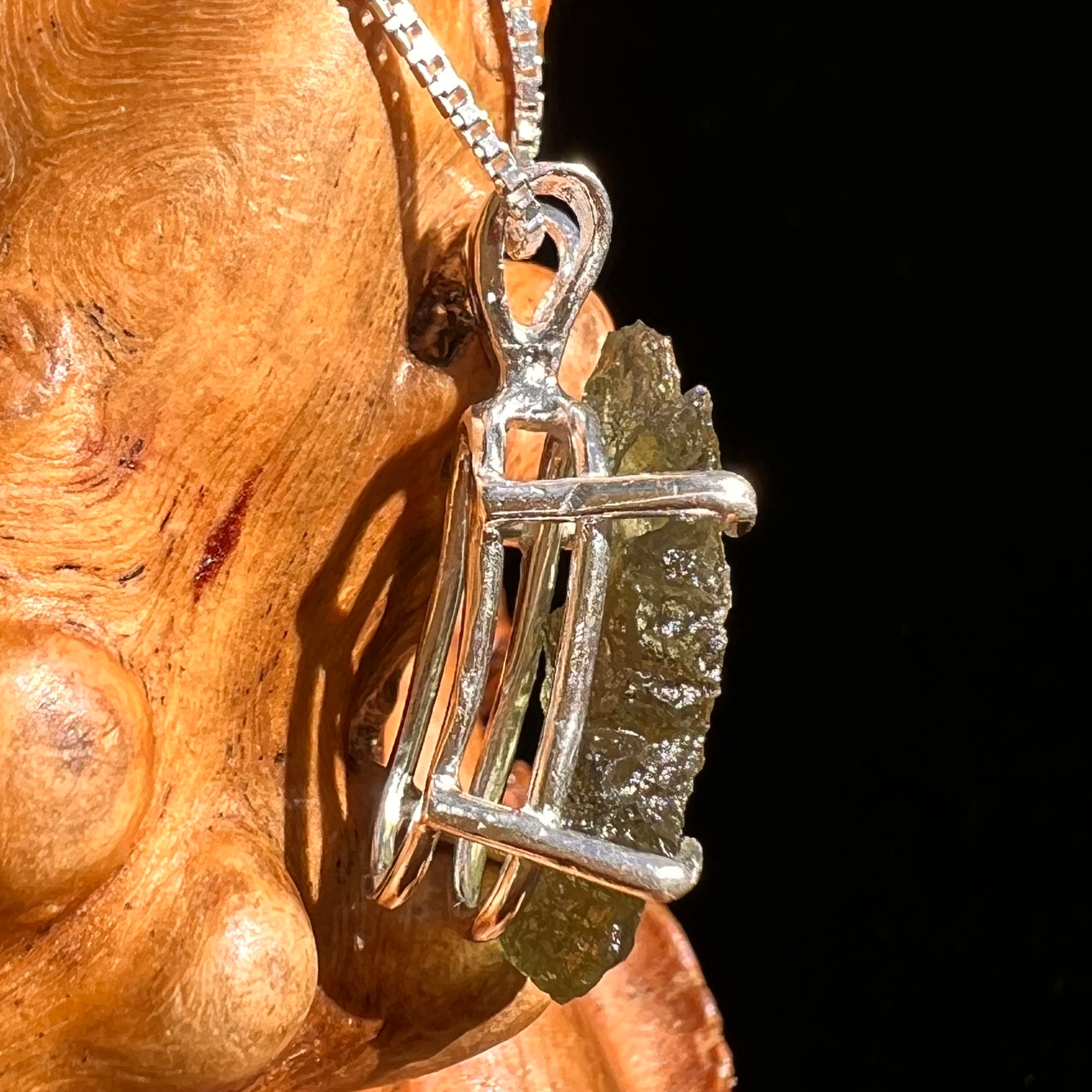 Raw Moldavite Pendant Sterling Silver #8449-Moldavite Life