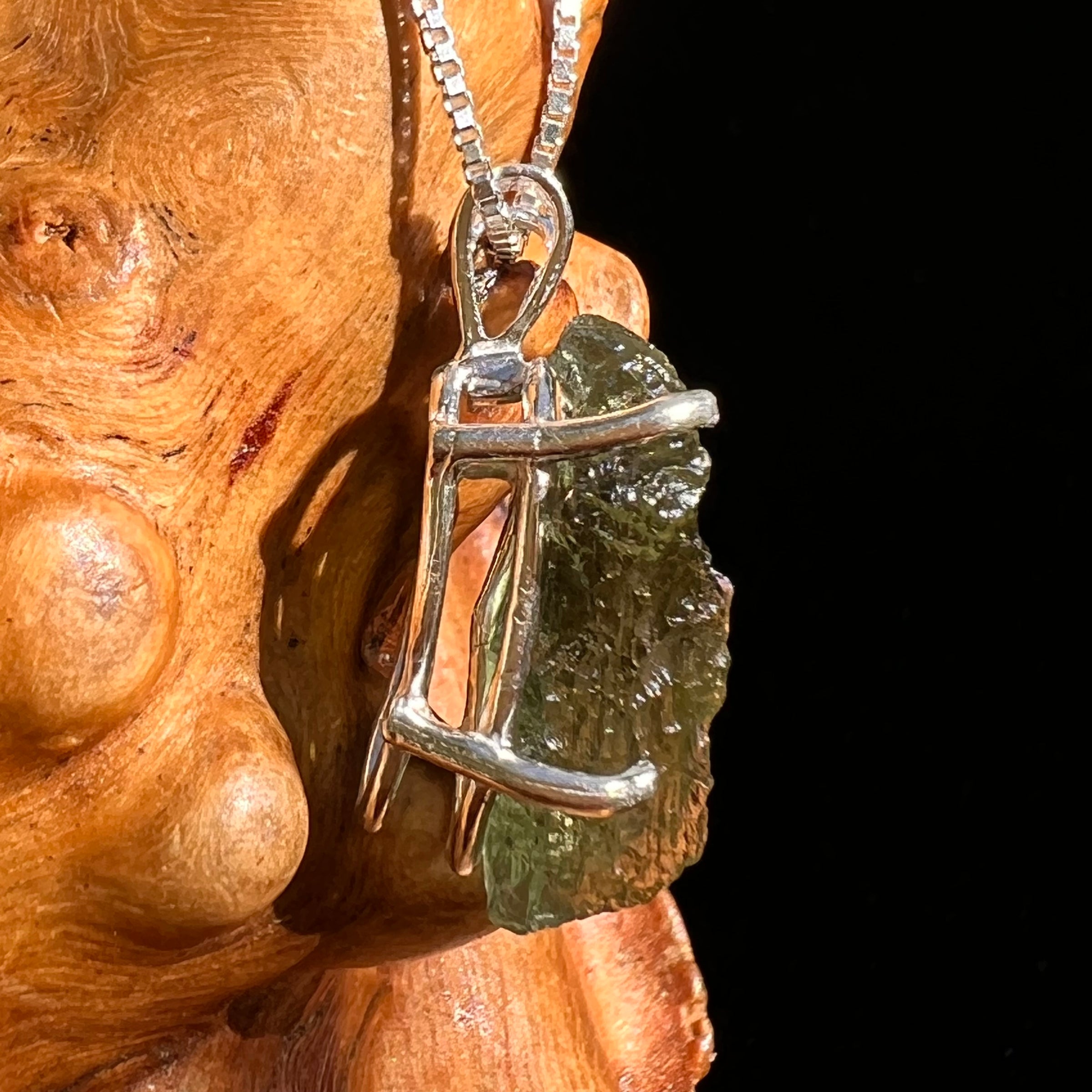 Raw Moldavite Pendant Sterling Silver #8450-Moldavite Life
