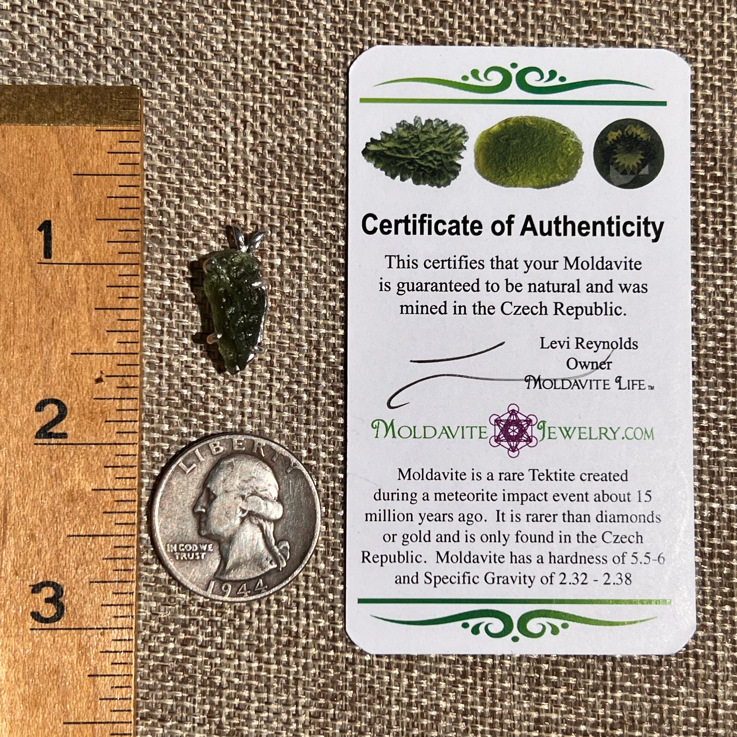 Raw Moldavite Pendant Sterling Silver #8450-Moldavite Life